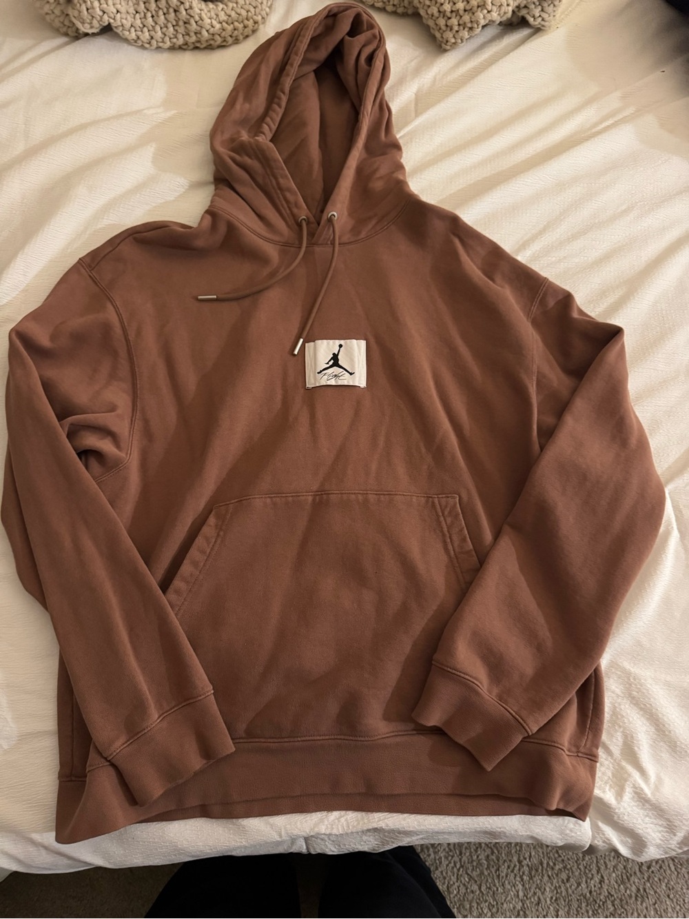Jordan Brown Pullover Hoodie with Patch Logo